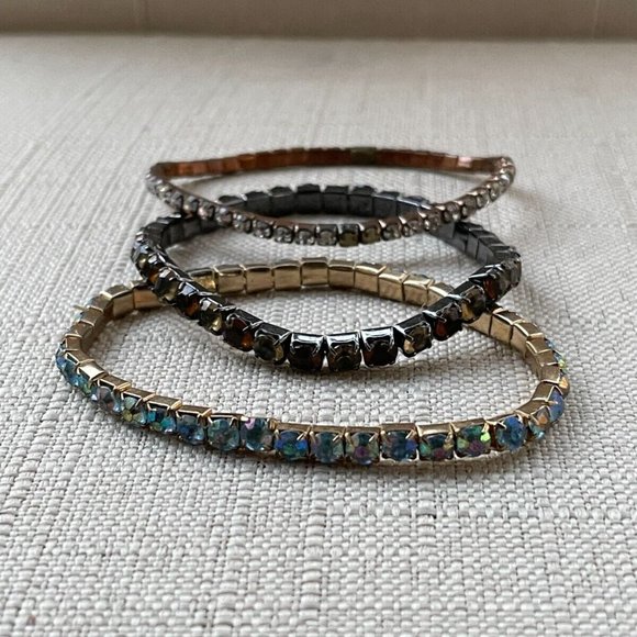 Women Bracelet Set of 3 Bracelet Fashion Jewelry Crytals Accent Stretched Jewelr - Picture 5 of 12